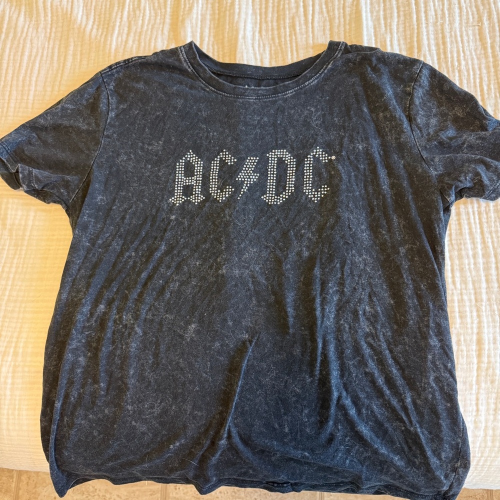 AC/DC Rhinestone Washed Graphic Tee